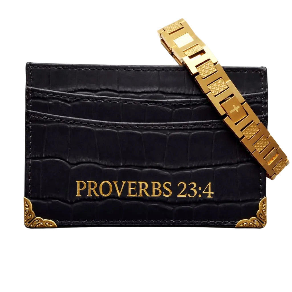 Black Cardholder & Cross Bracelet