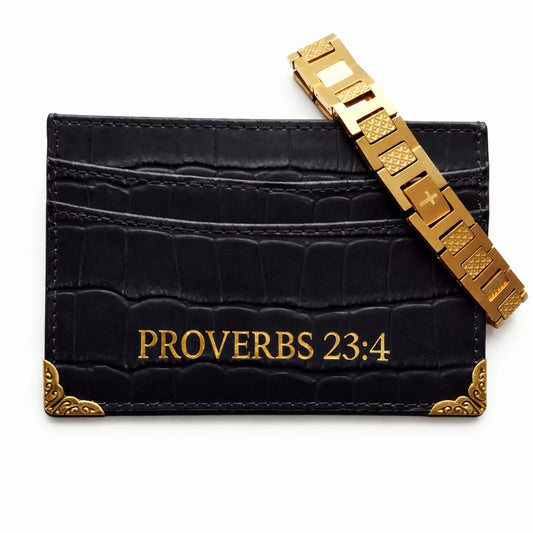 Black Cardholder & Cross Bracelet